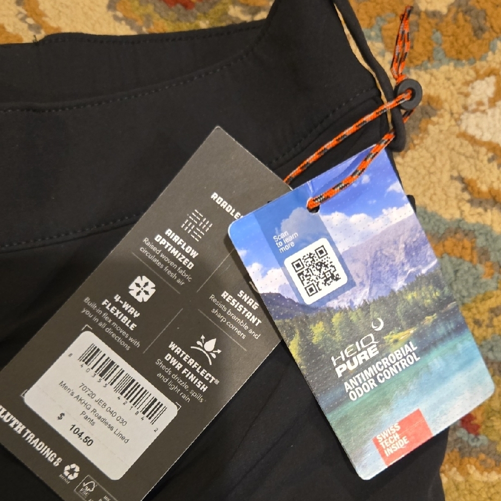 Duluth Trading Company AKHG Roadless Lined Black Pants. NWT. - Picture 2 of 5